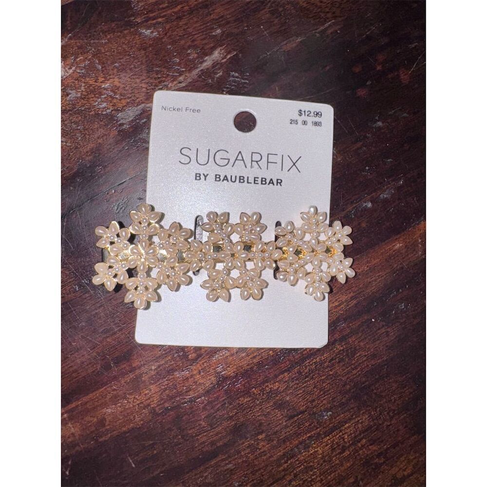Sugarfix by BaubleBar Gold Floral Hair Clip Barrette for Women Party Casual